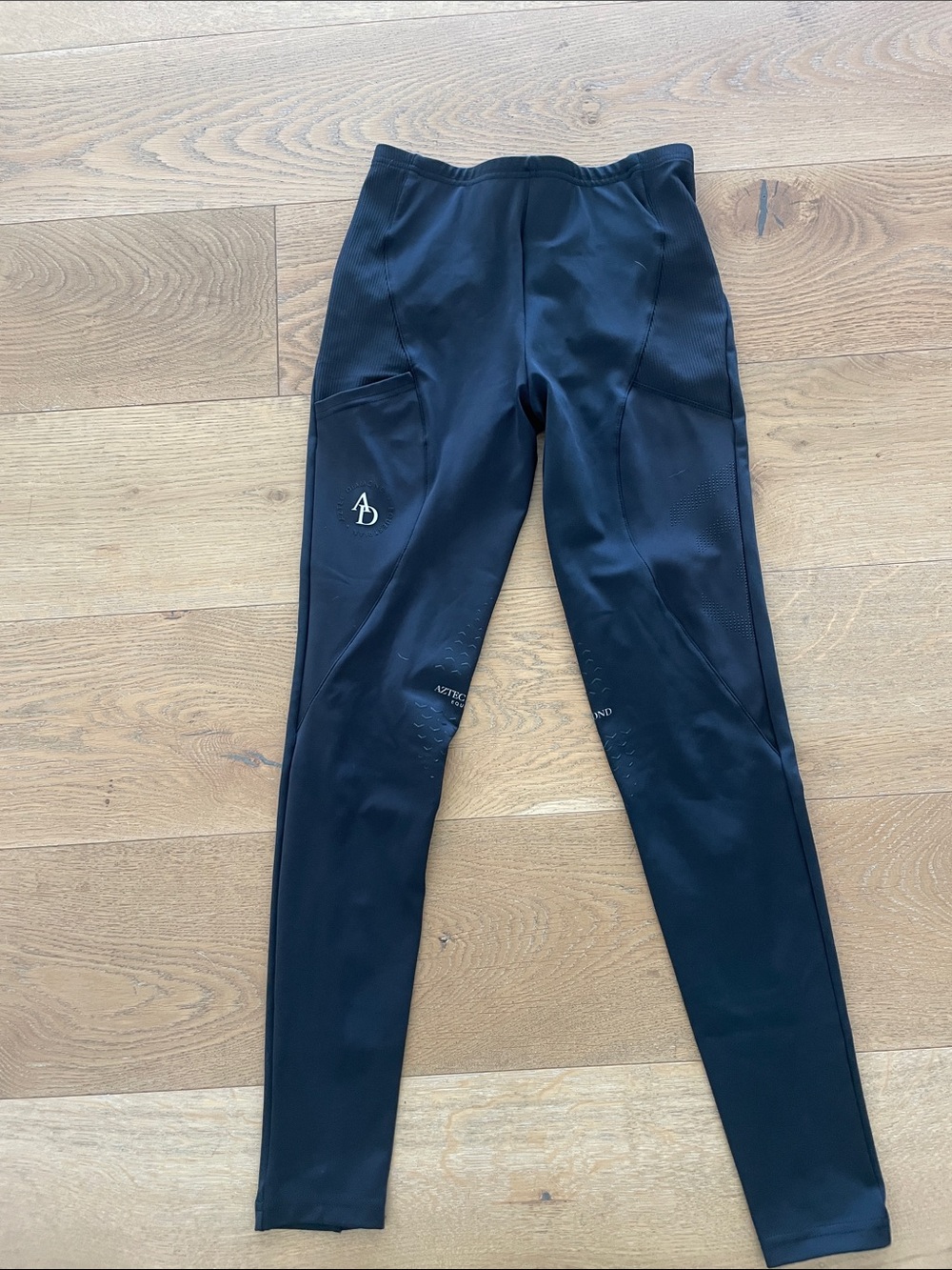 Aztec Diamond Equestrian Leggings with Knee Grip in Black
